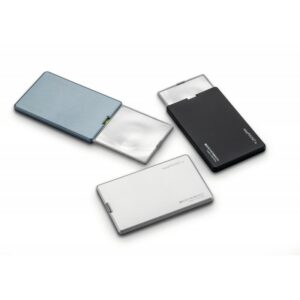 Loupe de poche éclairante EasyPocket XL Eschenbach noire pour malvoyant - grossissement 2,5x ultra-plate
