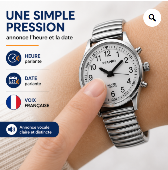 Montre parlante TOUCH femme – Bracelet métallique – Image 2
