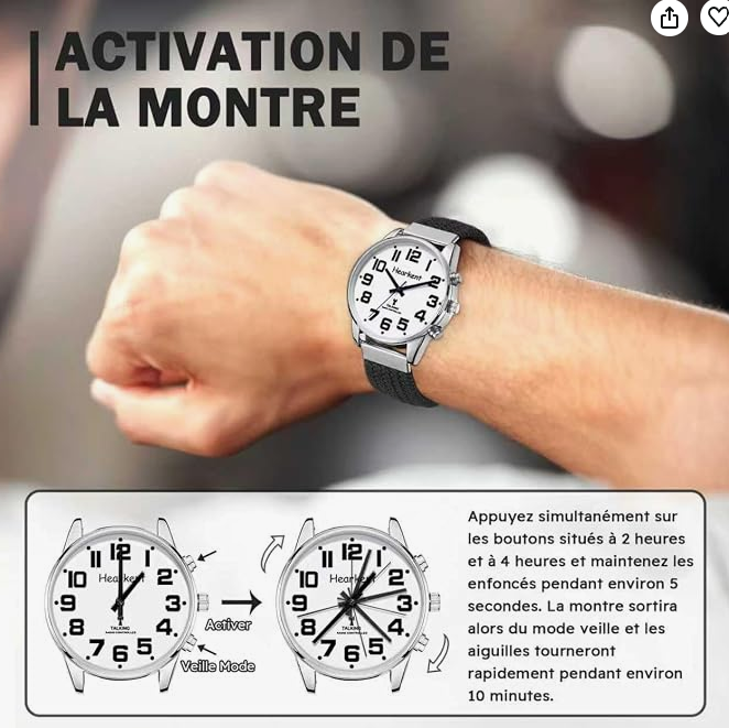 Montre Parlante pour Malvoyant Homme, avec Voix Française – Image 3